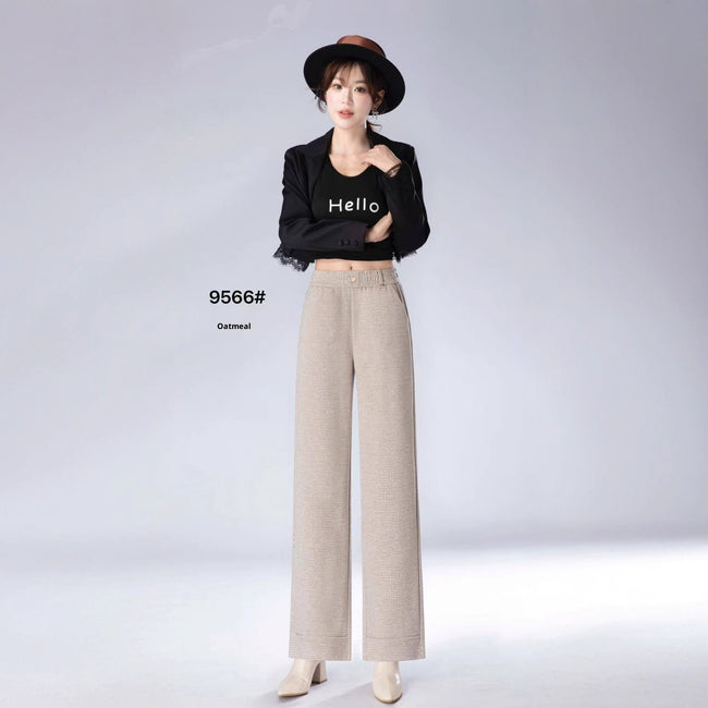 Fashionable All-matching High Waist Drooping Casual Straight Pants Hover Image