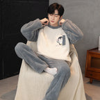 Plush Pajamas Men's Winter Warm Leisure Flannel Suit
