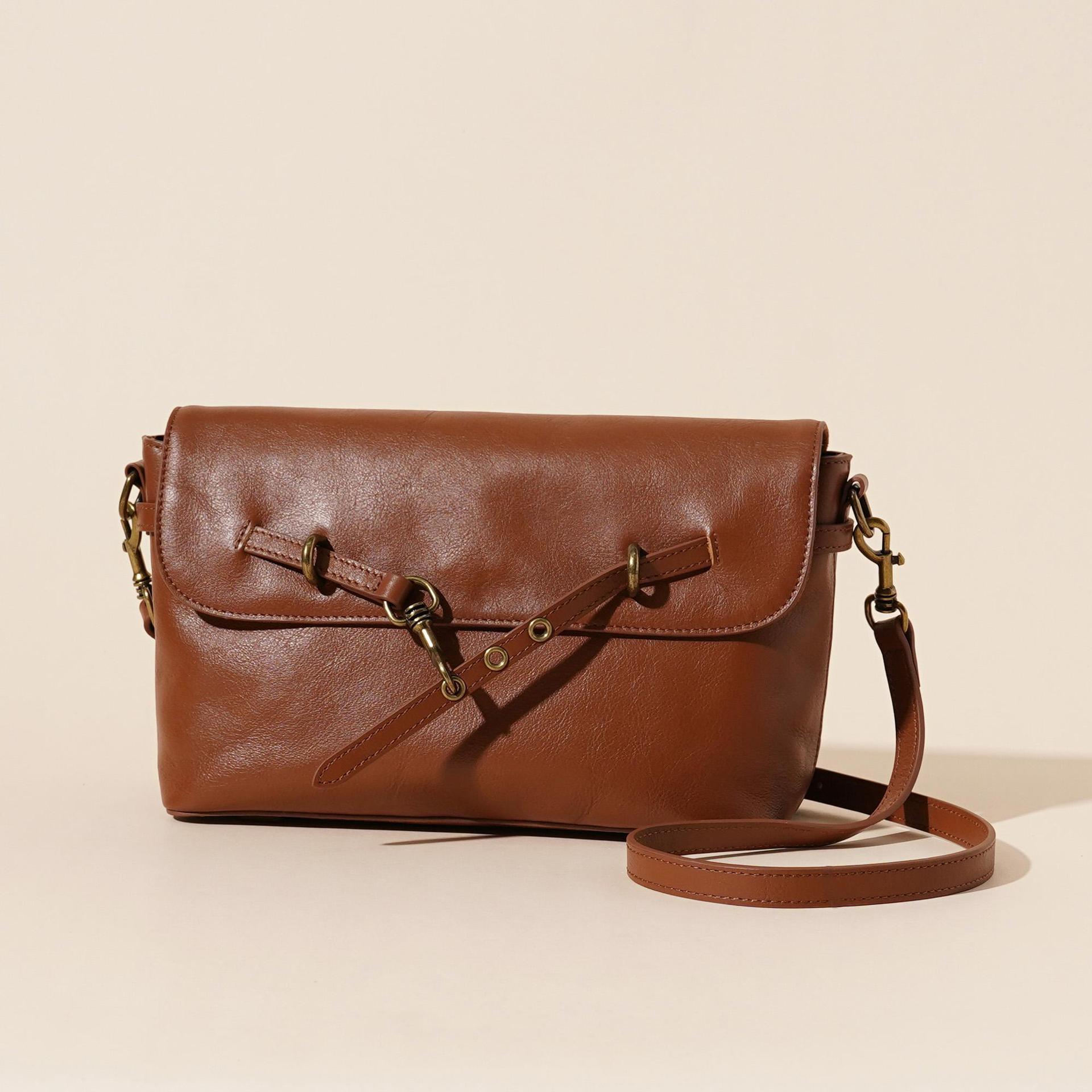Leather Solid Color Large Capacity Shoulder Crossbody Bag
