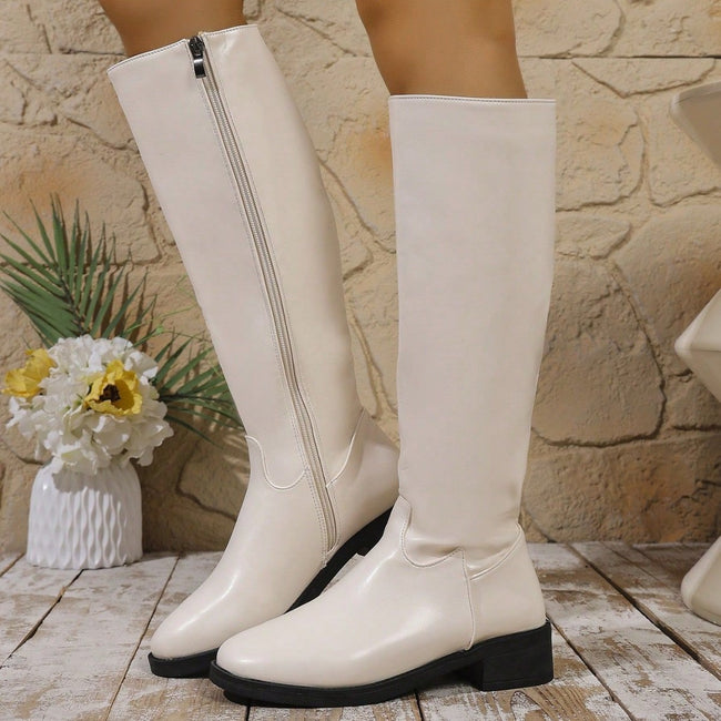 Plus Size Below The Knee High-top Boots Main Image