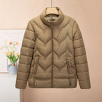 Fashion Stand Collar Pure Color Cotton Clothing Women