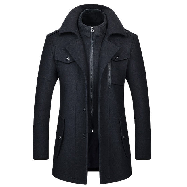 Men's Woolen Coat Fashion Double Collar Cold-resistant Hover Image