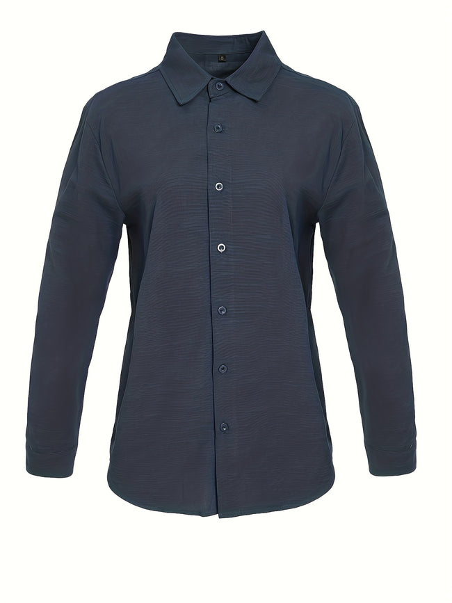 Loose Colored Lapel Long-sleeved Casual Men's Shirt For Teenagers Main Image