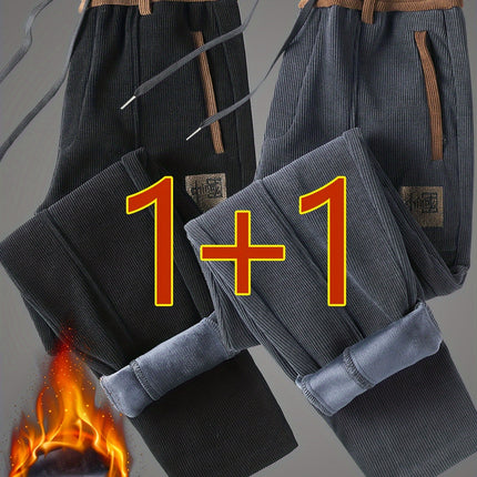 Two Pack Mens Sports Straight Casual Pants With Velvet