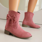 Low Heel Suede Large Size Sweet Bow Casual Boots