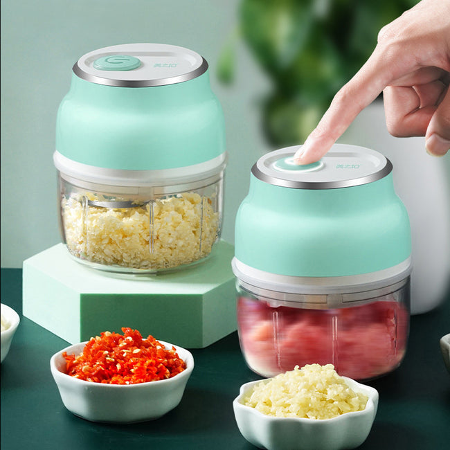 Portable Electric Mini Garlic Cutter Masher Vegetable Fruit Meat Food Chopper Grinder Hover Image