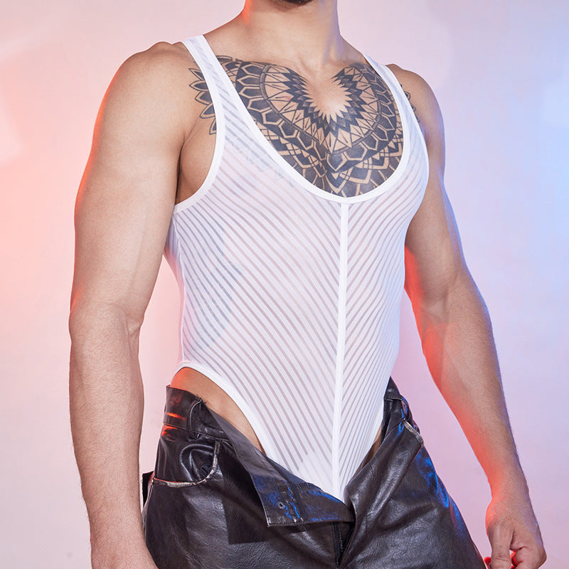 Men's Solid Color Casual Silky Breathable And Fun Jumpsuit