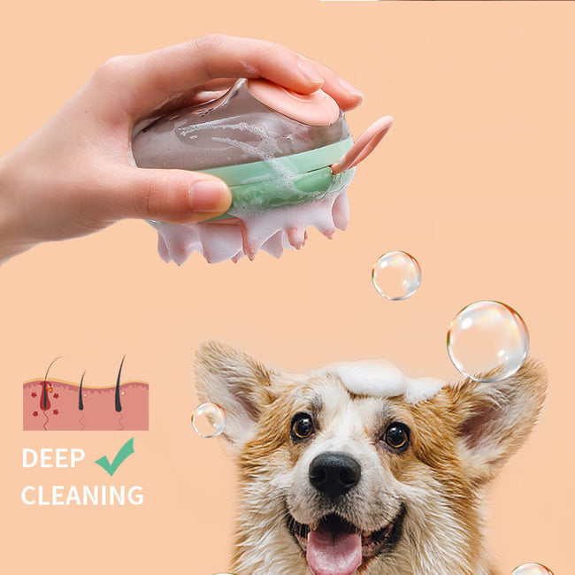 New 2 In 1 Pet Cat Dog Cleaning Bathing Massage Shampoo Soap Dispensing Grooming Brush Pets Supplies Main Image