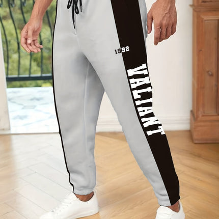 Letter Print Drawstring Sweatpants Mens Loose Fit Joggers