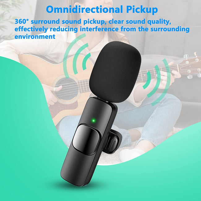 Wireless Lavalier Lapel Microphone For IPhone IPad Professional Wireless Clip Mic - Cordless Omnidirectional Condenser Recording Mic For Interview Video Podcast Vlog YouTube Main Image